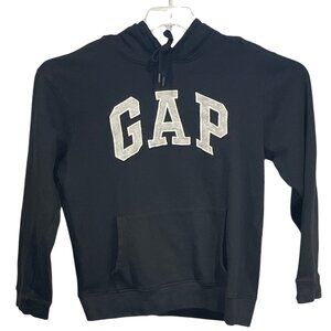 Gap Black Hoodie Sweatshirt M Cotton Blend Pullover With Front Pocket & Gap Logo